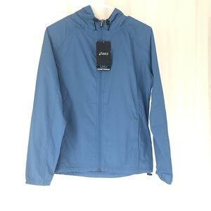 NWT Asics Packable Jacket XS Blue Full Zip Hooded
